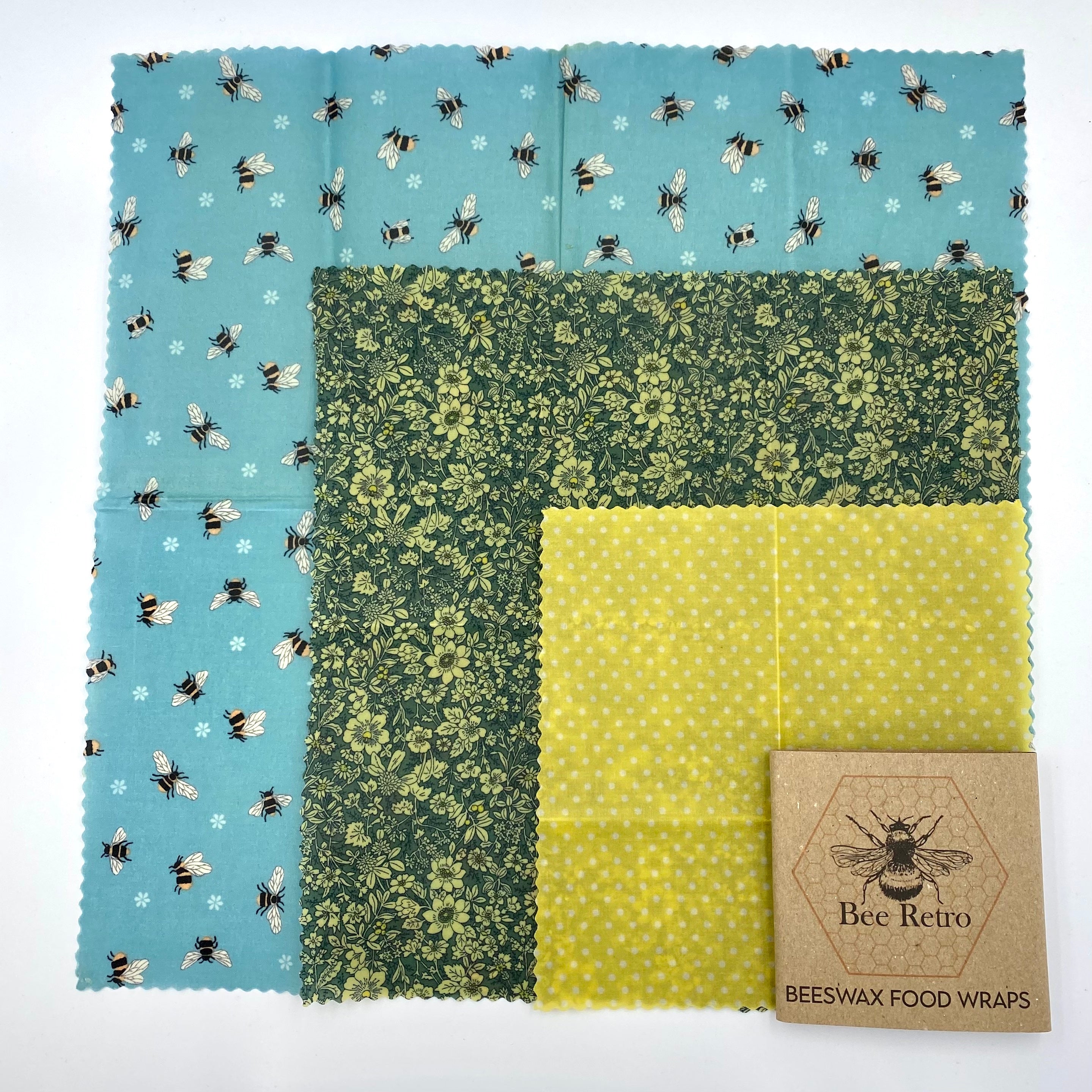 Blue Bee floral Eco Friendly Beeswax Food Wrap