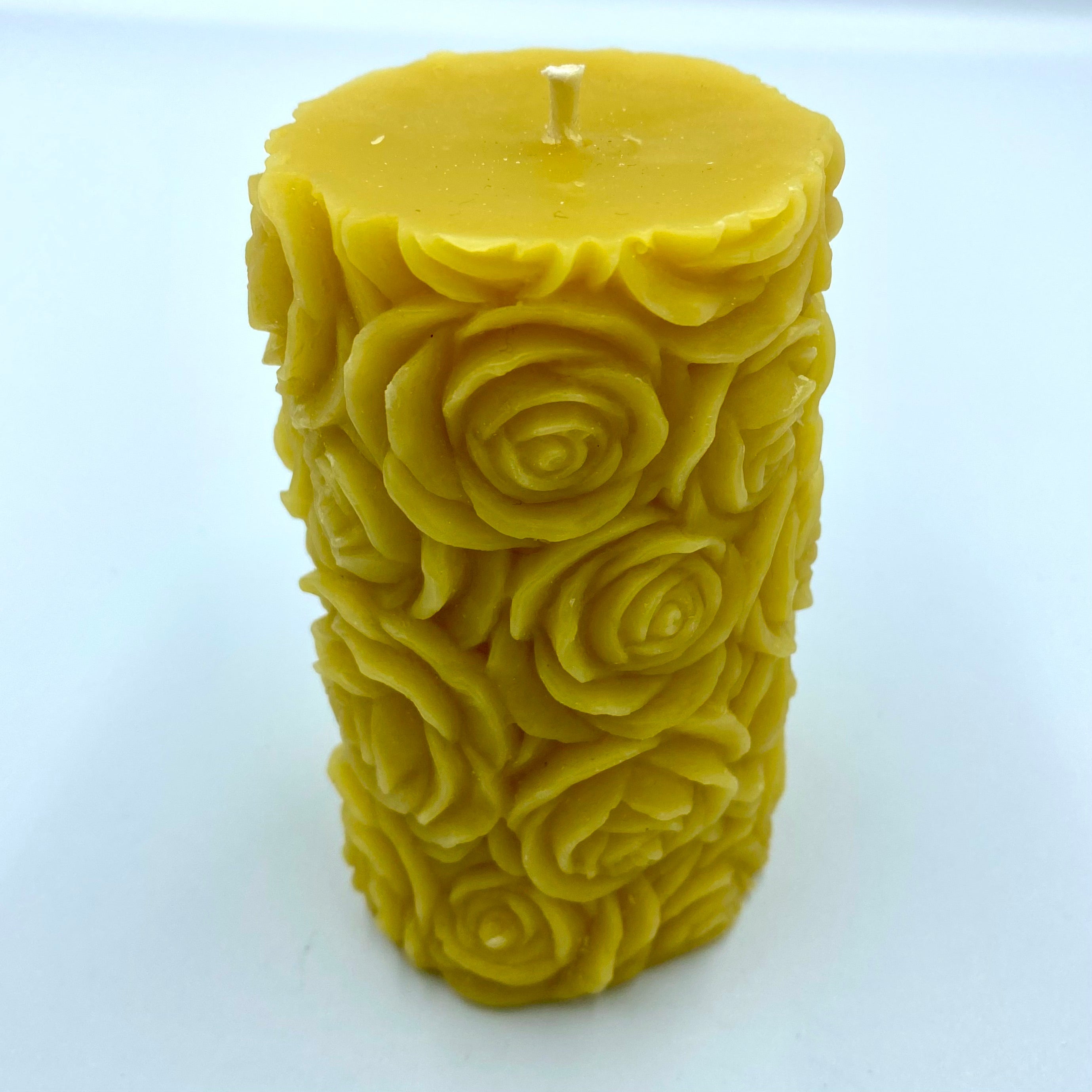 Floral Rose Pillar Candle- Pure British Beeswax