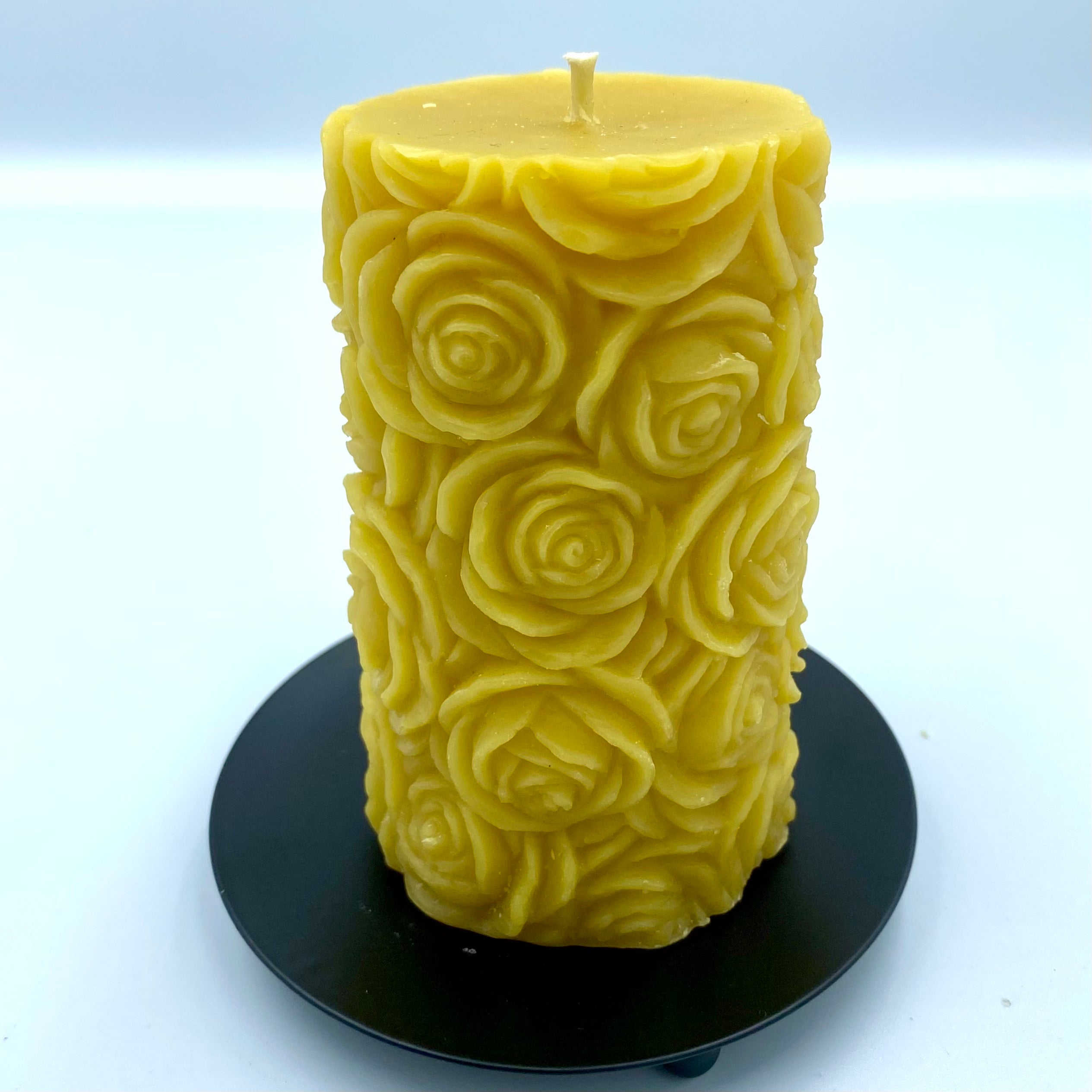 Floral Rose Pillar Candle- Pure British Beeswax