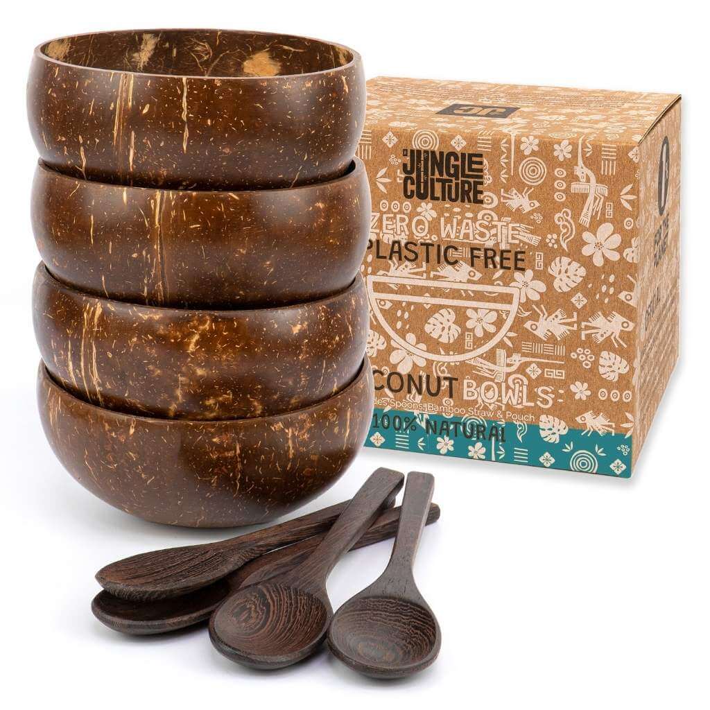 Eco-friendly Coconut Bowls & Spoons Set of 4